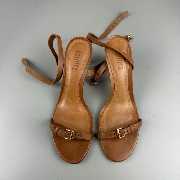 Schutz Aurora Mid Sandal in Brown - Picture 2 of 7